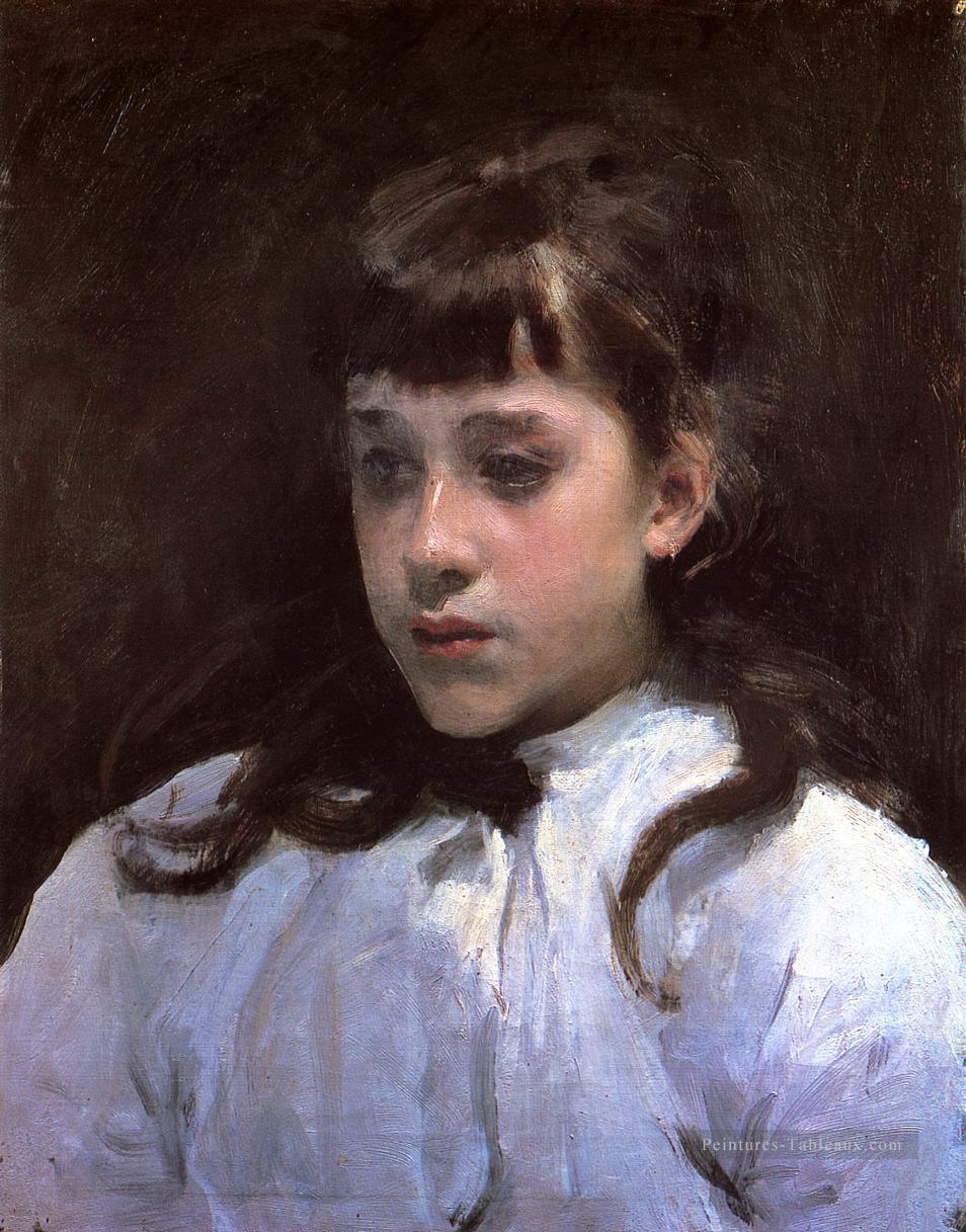 Jeune fille portant une blouse en mousseline blanche John Singer Sargent Peintures à l'huile